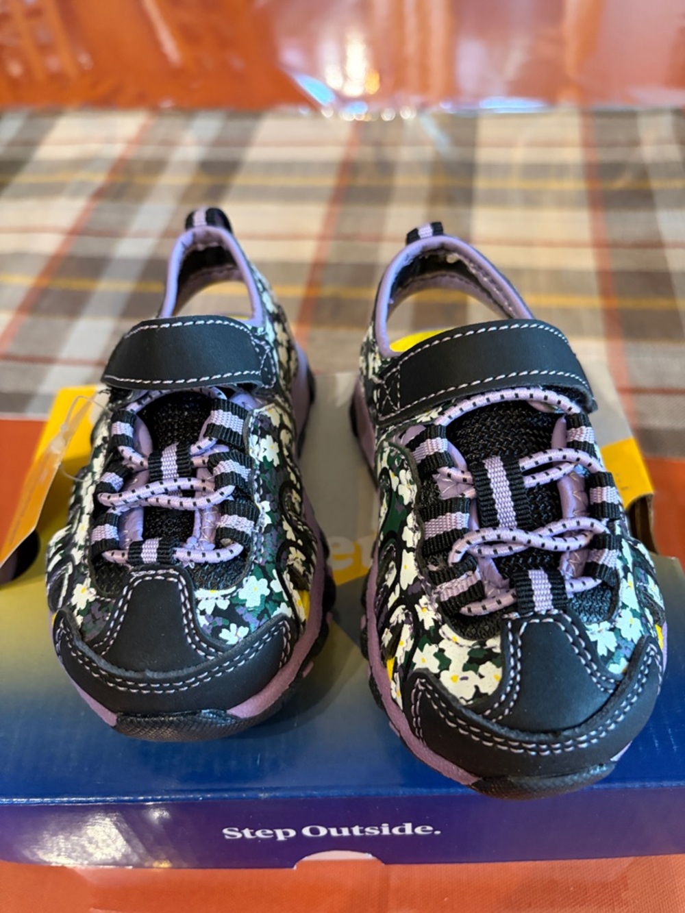 Skechers Kids Black and Lavender Floral Sandal-Sneakers